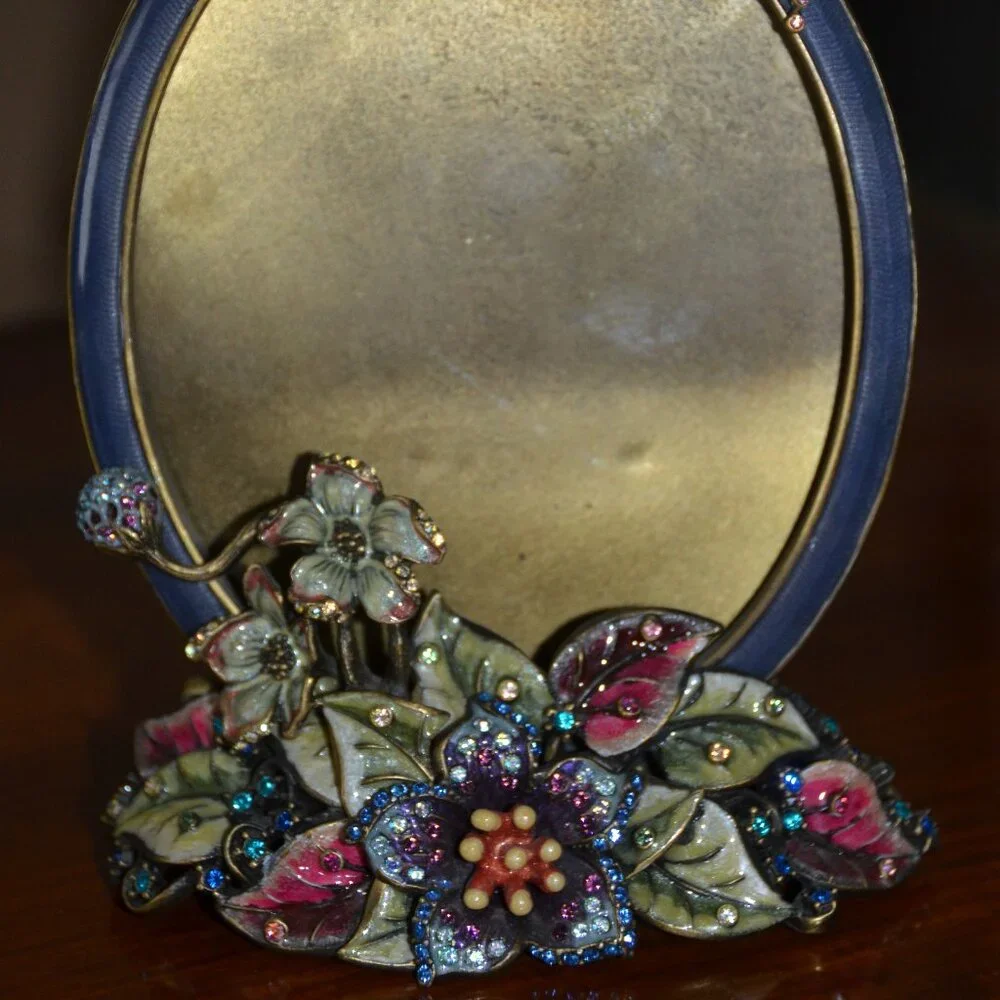 RARE JAY STRONGWATER DRAGONFLY LILY FLOWER FLORAL LEAF  ENAMEL CRYSTAL FRAME